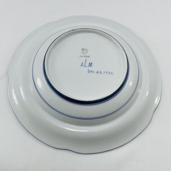Vintage JC Louise Plate 9.25" Deep Bottom Soup Serving Scallop Blue Flower 1905 - Picture 2 of 10